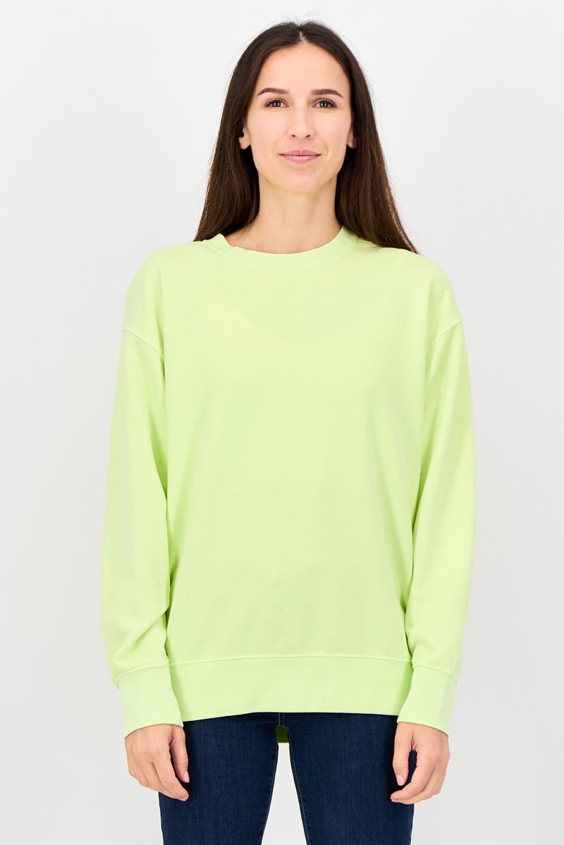 American Eagle Women Crew Neck Long Sleeve Plain Sweatshirts, Lime Green - Image 1